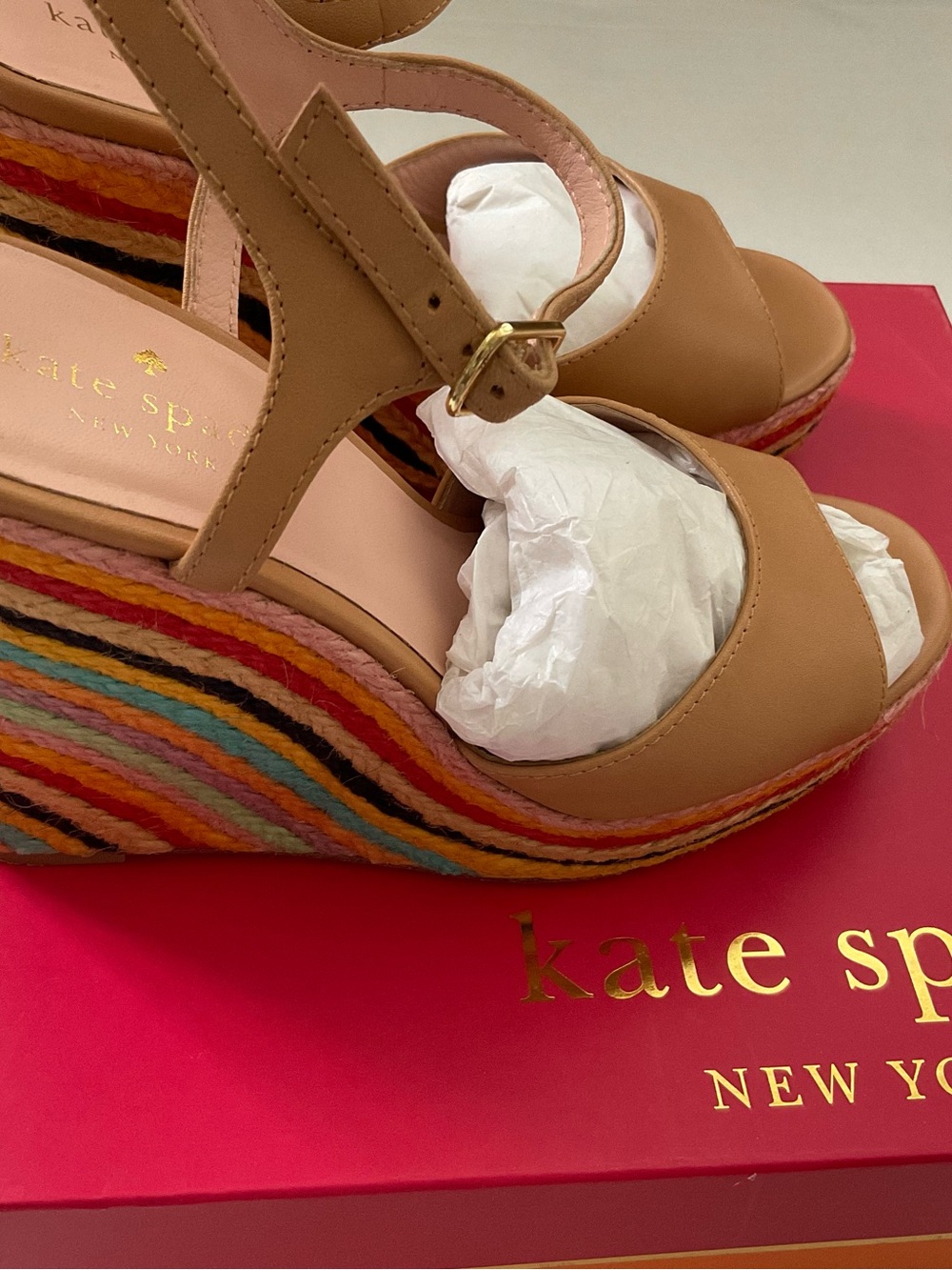 Kate Spade New York Dallie Wedge sandals nude/tan/multicolor,size 7
